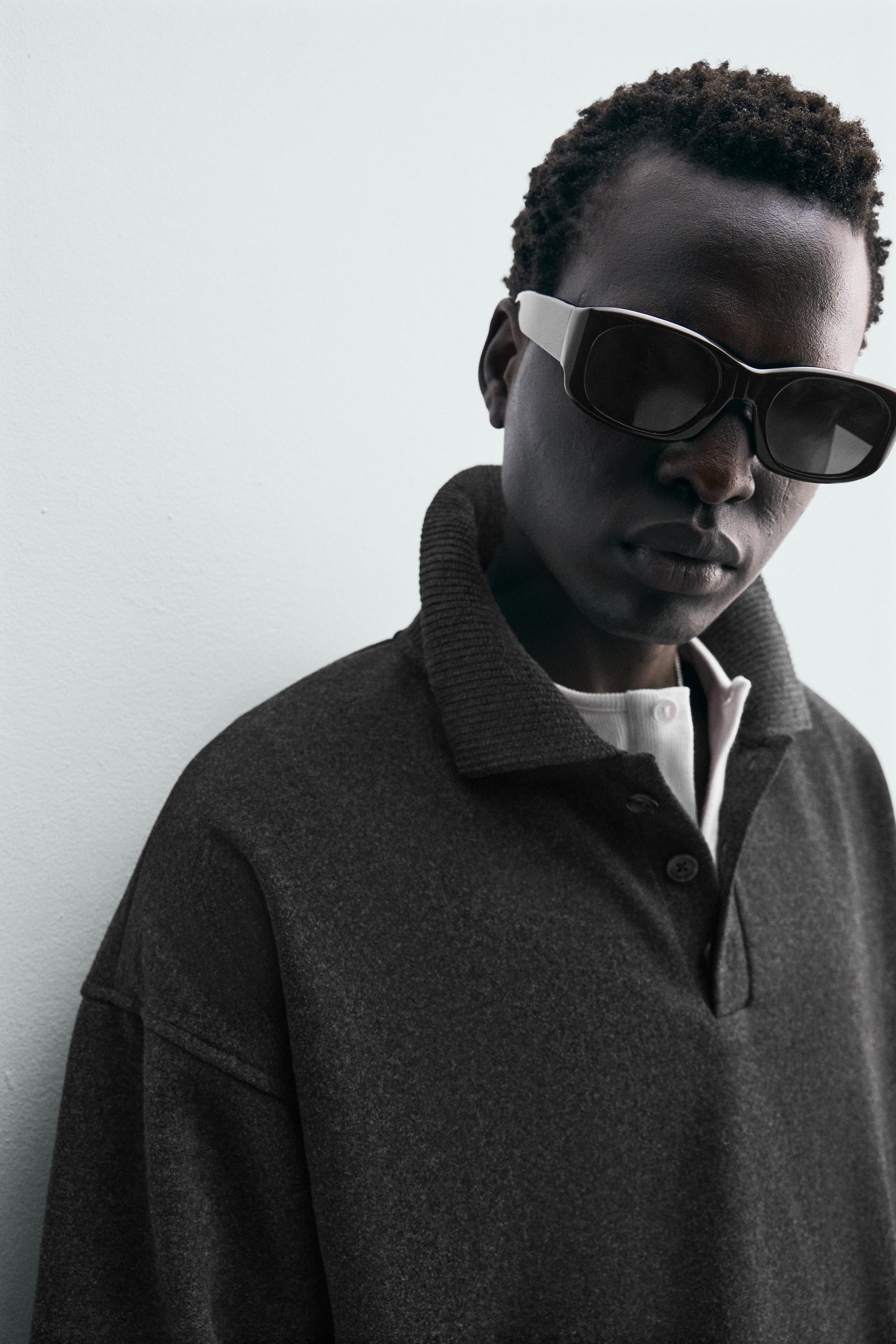 TEXTURED POLO SWEATSHIRT